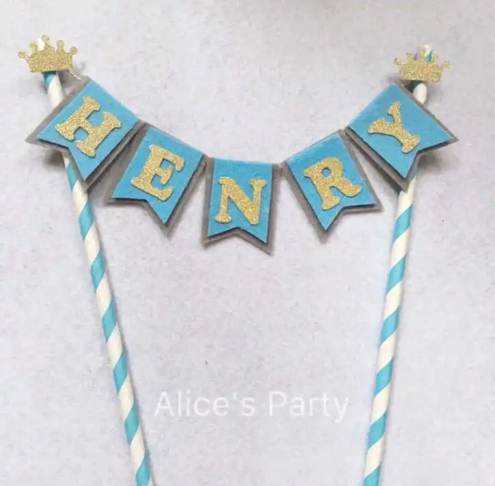 Новый знак с именем ребенка баннер для пирожных голубой именной на заказ горячий