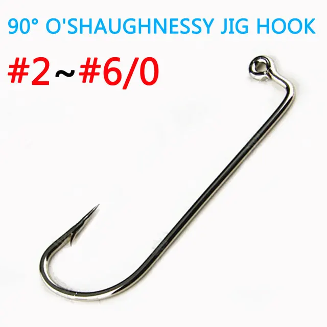 [100pcs] High Carbon Steel 90 Degree O'shaughnessy Jig Hook / Barbed