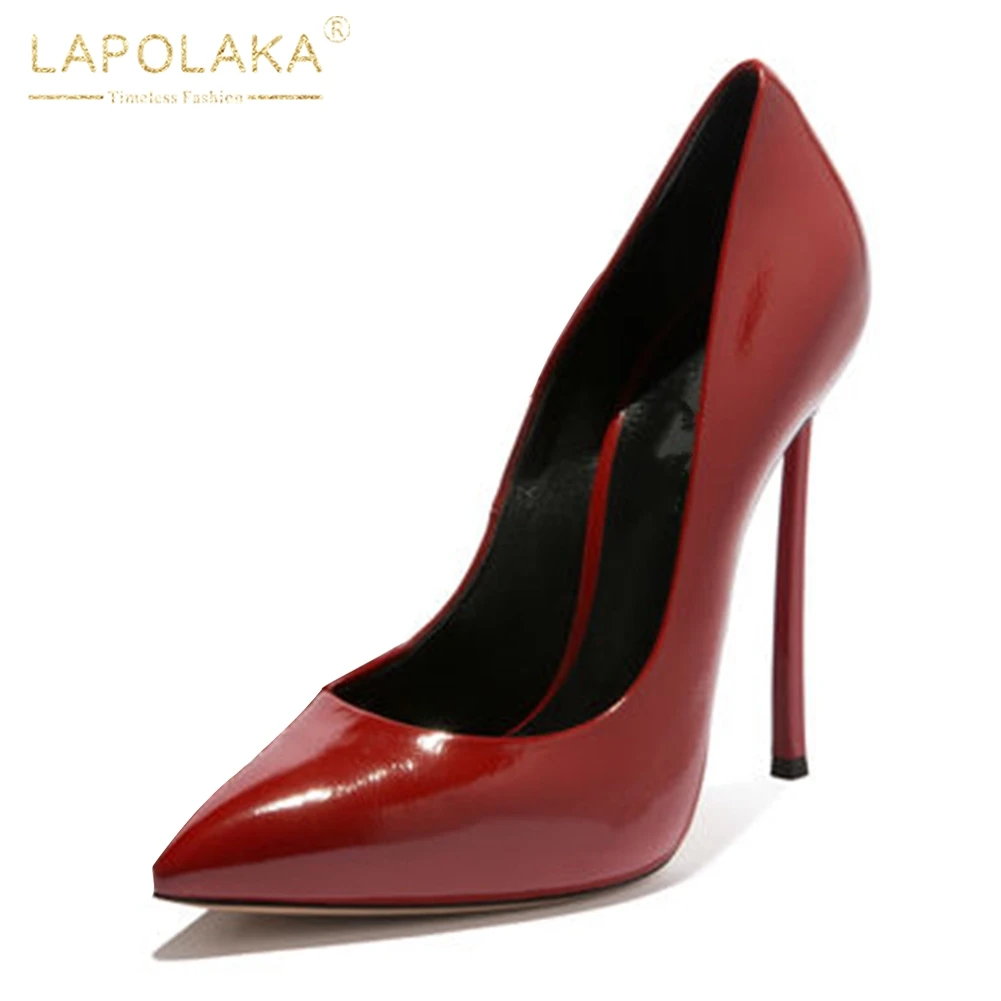 

LAPOLAKA 2018 Large Size 33-45 Spring Autumn Women Pumps Thin High Heels Pointed Toe Black Red Shoes Woman Pumps
