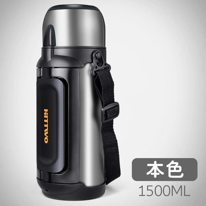 

1.5L Large Capacity Drink Flask Outdoor Feeding Kettle Thermal Vacuum Stainless Steel Kettle Travel Mug with Handle