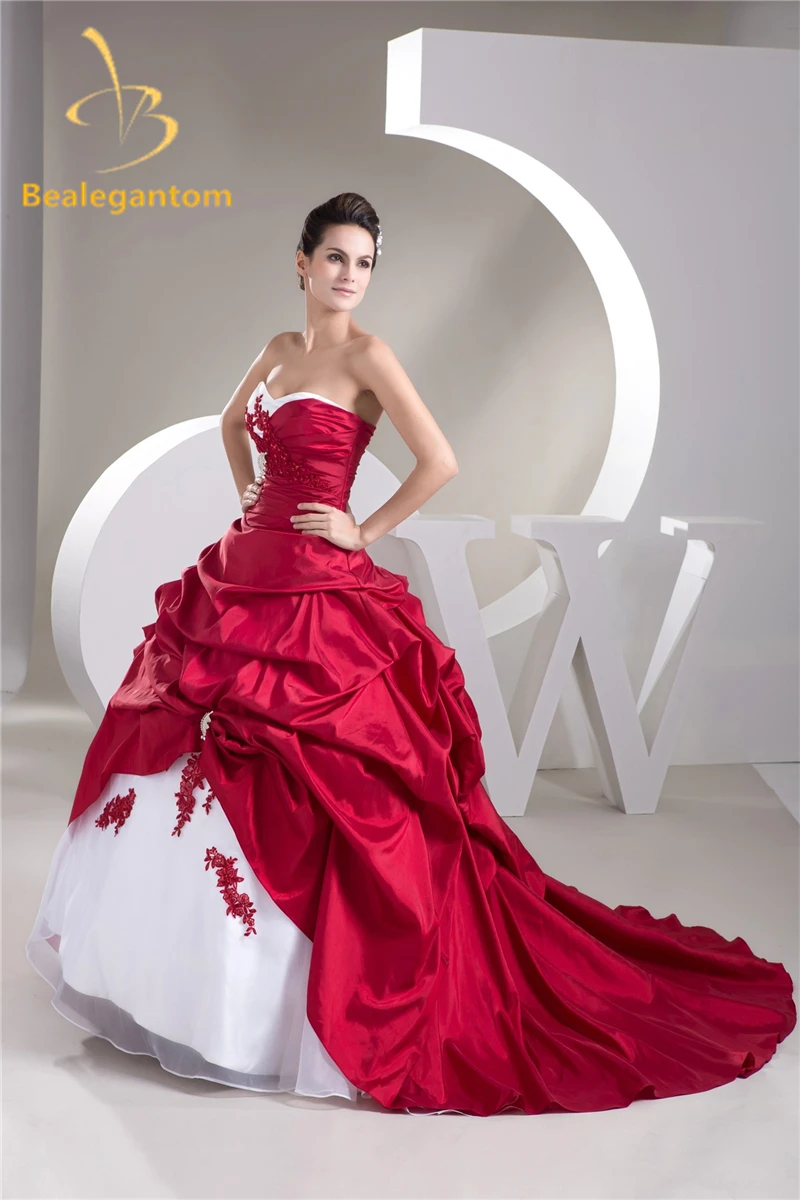 Bealegantom Милая красное платье Quinceanera бальное платье с бисерные аппликации Sweet 16 платья Vestidos De 15 Anos QA1060
