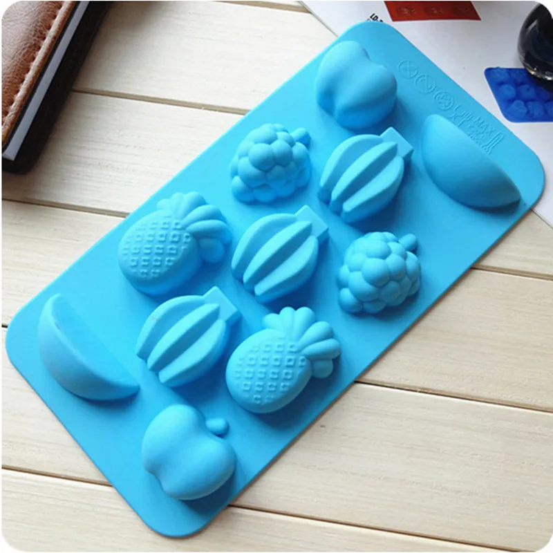 11 Cups Cute Fruits Shape Chocolate Candy Mold Silicone Cake Pudding Jelly Mould Kitchen