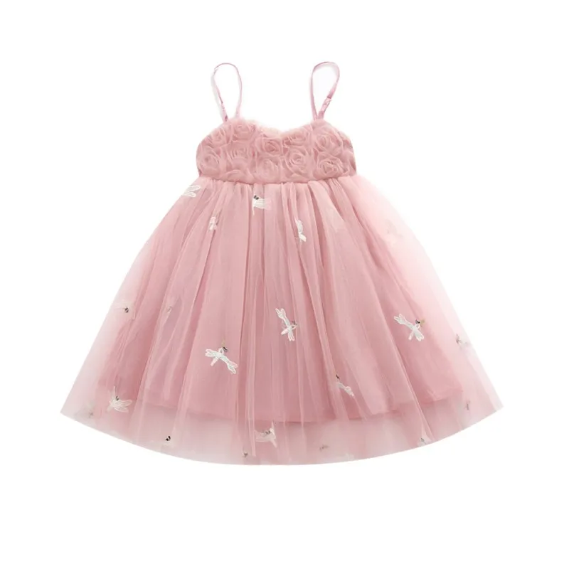 

Summer Lovely Baby Girls Casual Mesh Design Floral Dress Kids Toddler Sleeveless Pageant Strap Sundress