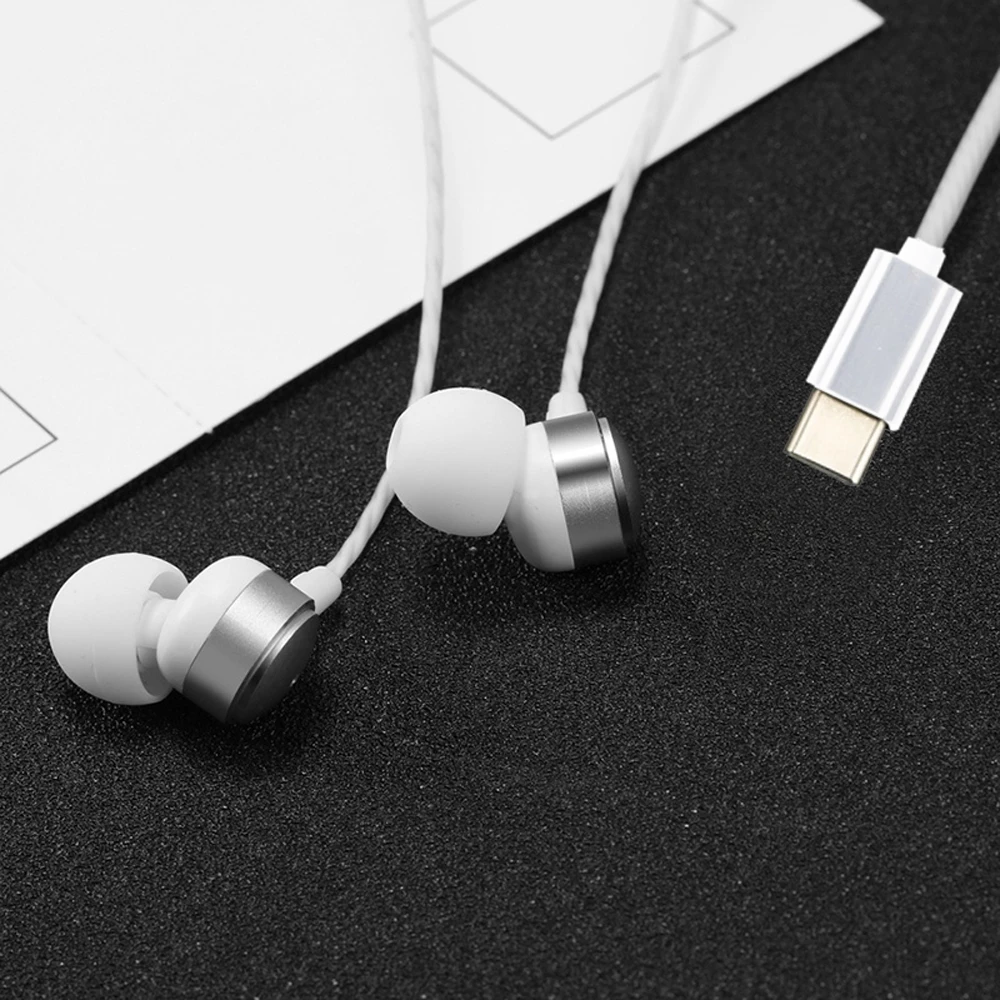 Super Bass In Ear type C наушники с микрофоном USB Сабвуфер Музыкальная гарнитура