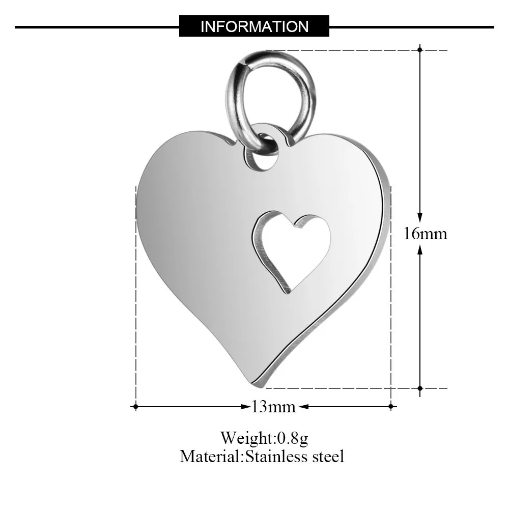 5 шт./лот 13x16 мм высоко полированный титан нержавеющая сталь Сердце фигурные подвесные шармы Fit DIY цепочки и ожерелья ювелирных изделий Выводы