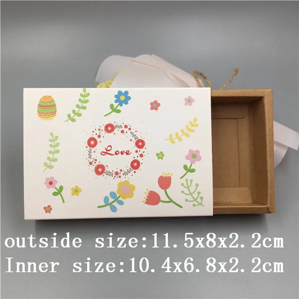 10 pcs various sizes of vintage kraft paper drawers a variety of patterns design wedding candy / chocolate / cookie box - Цвет: 11.5x8x2.2cm