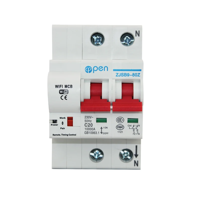 OPEN 2P 20A Remote control Wifi Circuit Breaker /Smart Switch/ Intelligent Automatic Recloser overload short circuit protection OPEN 2P 20A Remote control Wifi Circuit Breaker /Smart Switch/ Intelligent Automatic Recloser overload short circuit protection