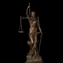 ATLIE BRONZES Small Lady Scales of Justice Statue Bronze Art Crafts Replica Brass Sculpture Lawyer’s Gifts