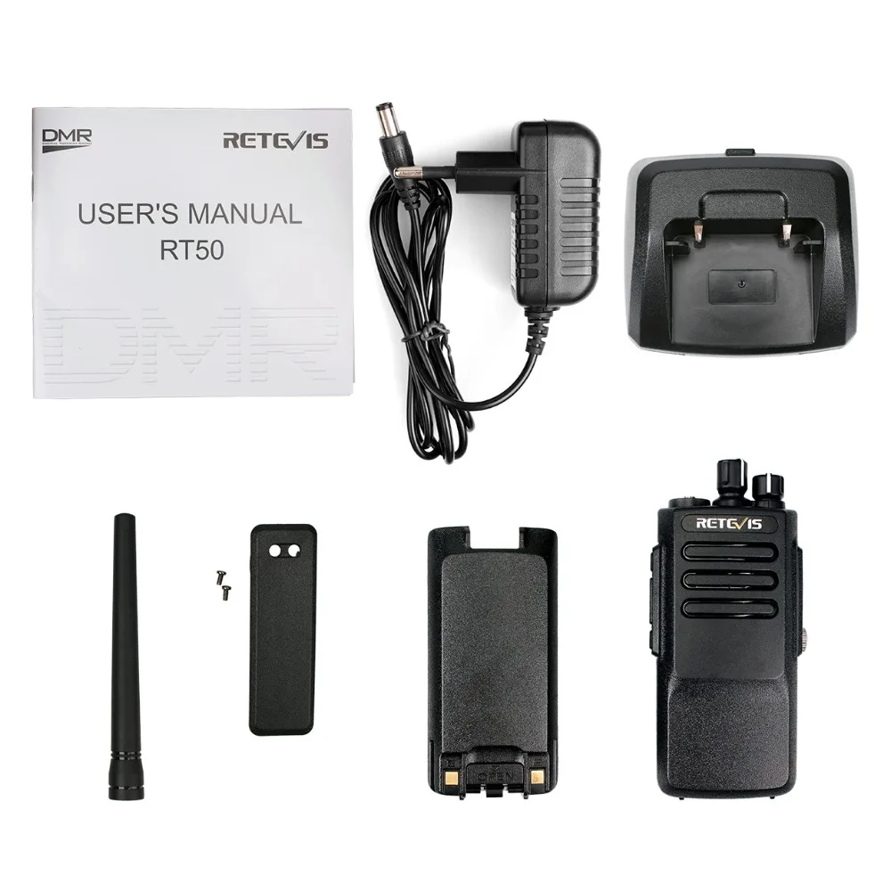 10W DMR Digital Walkie Talkie Retevis RT50 IP67 Waterproof Dustproof UHF VOX Portable Two-Way Radio Hf Transceiver+Program Cable