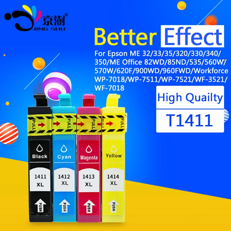 

4pcs compatible ink cartridge T1411 T1412 T1413 T1414 for Epson ME 32 33 35 320 330 340 350 82WD 85ND 535 560W 570W printer