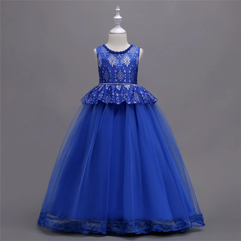 

Girl Blue Princess Dresses 2018 Summer Children Elegant Bridesmaid Clothing Kids Pretty Girls Dress Teenagers Young Girl Costume