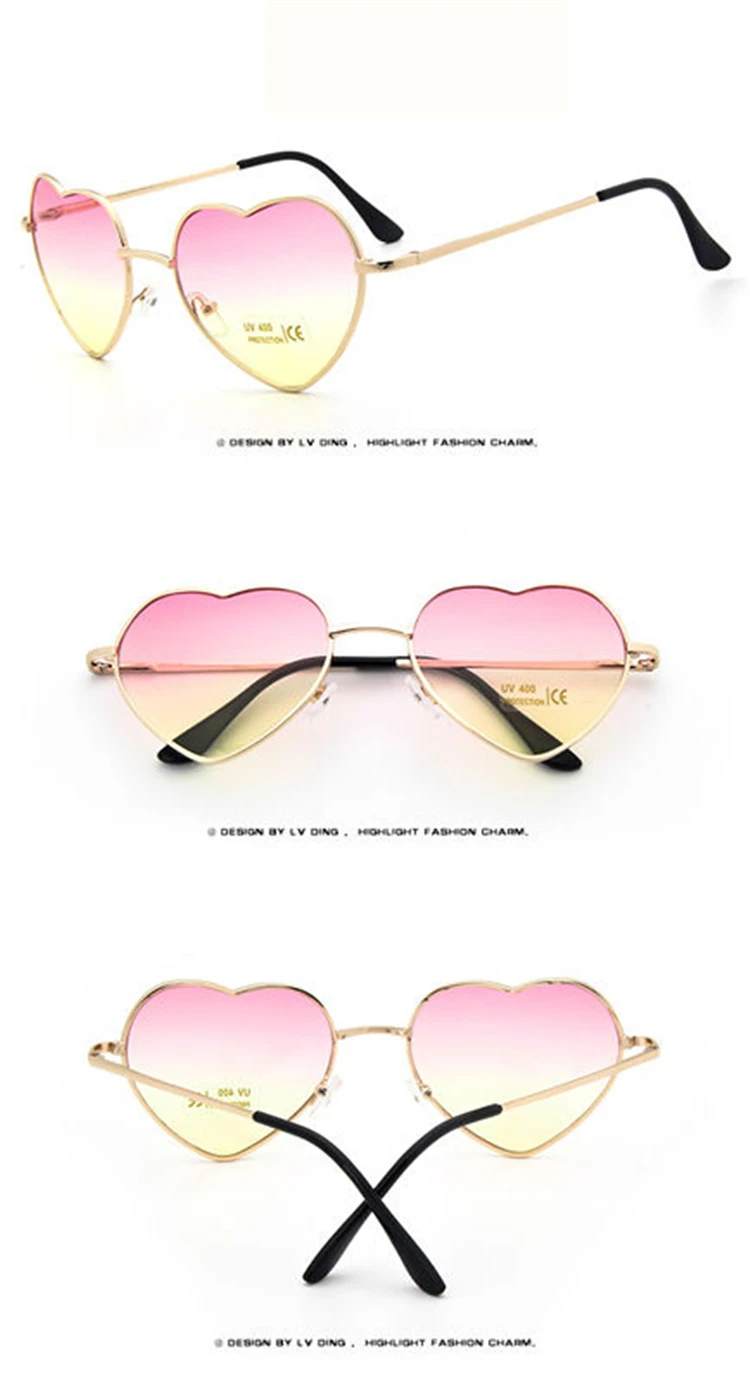Love Heart Shape Sunglasses Women  Rimless Frame Tint Clear Lens Colorful Sun Glasses Red Pink Yellow Shades 2018 (13)