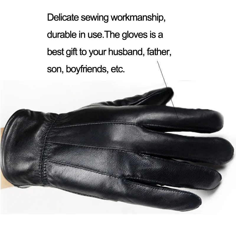 Теплые зимние Для мужчин s перчатки из натуральной кожи черные перчатки мужские кожаные перчатки перчатки, зимние перчатки Для мужчин guantes