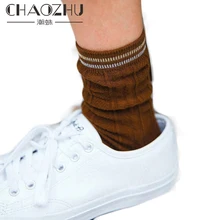 CHAOZHU осенне-зимние женские теплые носки высокого качества с кроличьим мехом, хлопковые 200 спицами, вязаные Повседневные носки в школьном стиле
