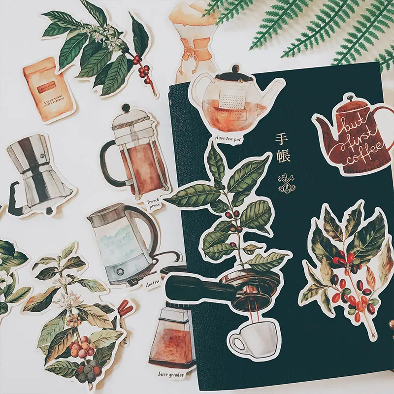 

14Pcs/Pack Vintage Coffee Soul Cup Letter Sticker DIY Craft Scrapbooking Album Journal Planner Decorative Stickers Package
