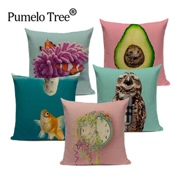 

Pink flamingo cushion cover home decor Custon pillow cover Colorful pattern 45Cmx45Cm Square Bed Printing Cushions throw pillows