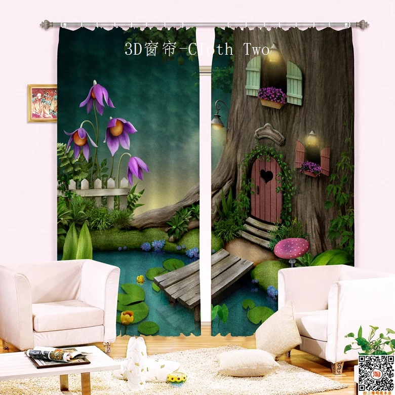 

Fantasy fairy tale for children curtain fabric curtains shading the 3D photo printing