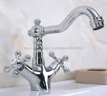 Basin Faucets Chrome Brass Bathroom Sink Faucet Swivel Spout Double Handle Bath Deck Hot and Cold Mixer Tap Water Taps Kna918 Basin Faucets Chrome Brass Bathroom Sink Faucet Swivel Spout Double Handle Bath Deck Hot and Cold Mixer Tap Water Taps Kna918