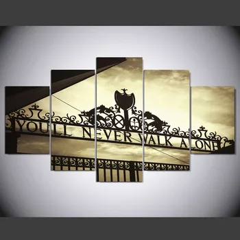 

Promotion High Quality 5 panel hd Anfield Stadium print canvas art wall unframed paintings for living room wall picture