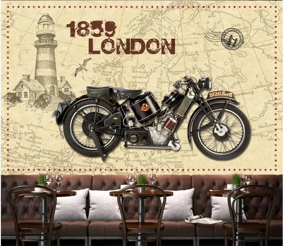 3d фото обои на заказ росписи старый мотоцикл Винтаж Лондон задний план стены домашний Декор Гостиная для стен 3 d