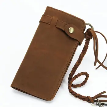 

Fashion Men's Bifold Leather Vintage Chain Long Wallet ID Credit Card Holder Purse Clutch Handbag 18x9x2cm