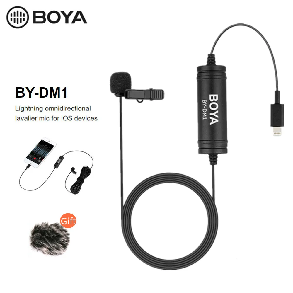 Нажимной микрофон BOYA BY-DM1 Lavalier с разъемом lightning для iPhone Xs XMax XR X 8Plus 8 7Plus 7 iPad Pro Air |