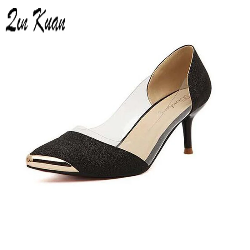 

Korean Sweet Women Shoes Ladies High Heels Silver Gold Women Pumps Transparent Women Shoes Office Lady Sexy Women Shoes 37