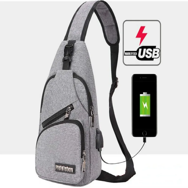 2018 Новый высокое качество Для мужчин заряда мешок Упражнение USB сумки груди