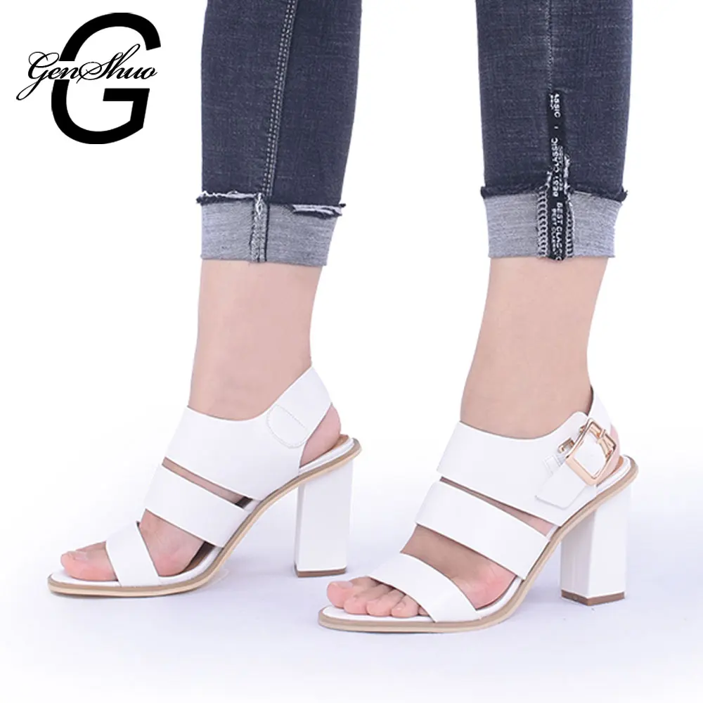ladies black block heel sandals