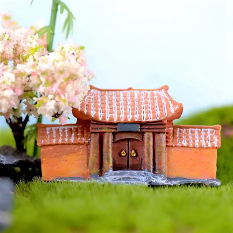

4 Color Mini Ancient House Archway Old City Gate Resin Ornaments Moss Micro Landscape Fairy Garden Decoration DIY Craft