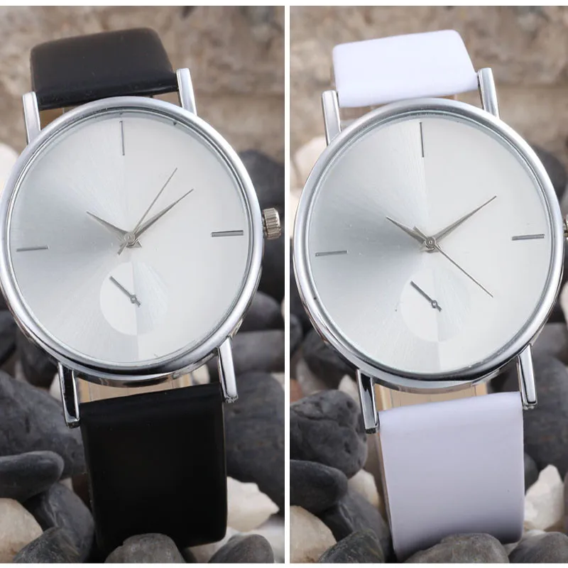 

Delicate Women's Big Transparent Fashion Design Dial Leather Band Analog Quartz Wrist Watch DROP SHIPPING J10W30