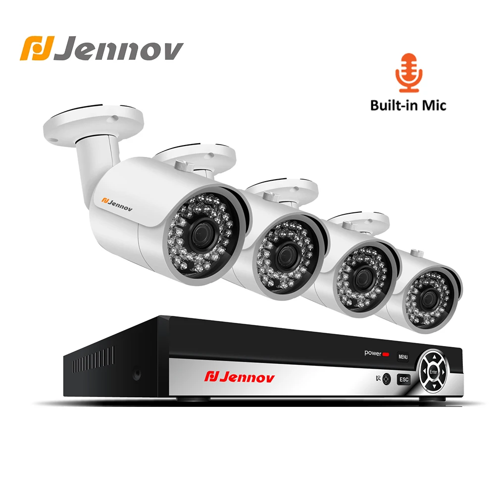 

Jennov 4CH 1080P CCTV Set Audio Record Security Camera System Kit Video Surveillance POE P2P NVR Outdoor IP Cam Full HD Remote
