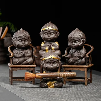 

Chinese Purple Clay Kung Fu tea Set Tea Pet Monkey King Tea Accessories for puer Oolong Tea Home Deco Car decoration CL11091557
