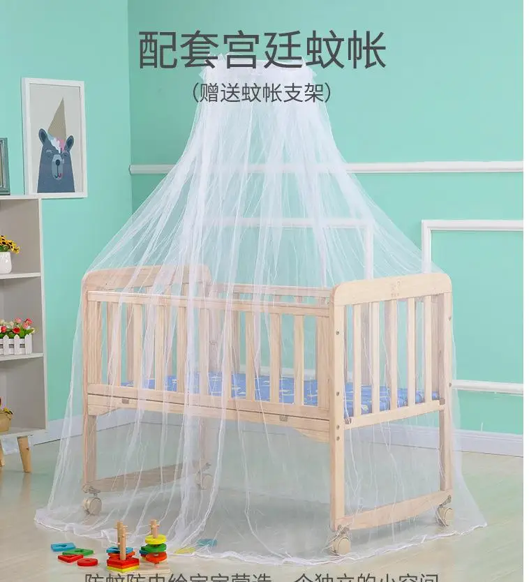 Многофункциональная Экологичная кроватка для новорожденных из цельного дерева, детская кровать может быть соединена без краски, колыбель, кровать, детский стол