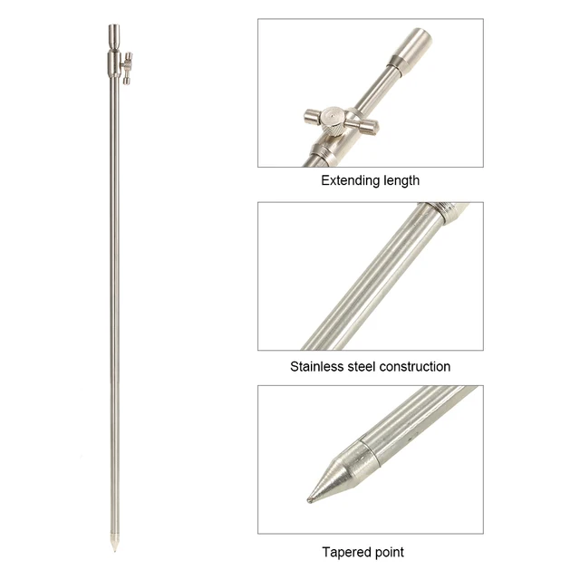 55-100cm Extending Stainless Steel Fishing Bankstick Adjustable
