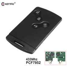 KEYYOU For Renault Megane Scenic Laguna Koleos Clio Car Key Card Fob 433MHZ PCF7952 Chip Remote Key Car Key