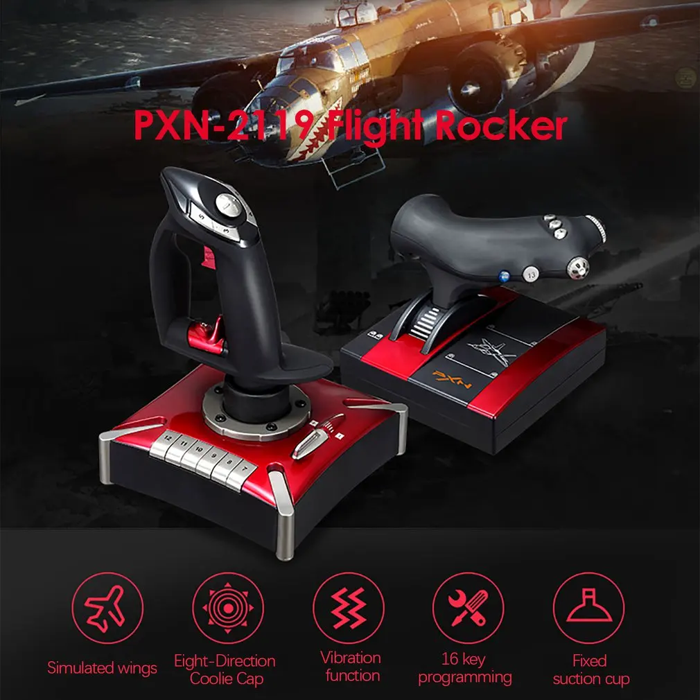 PXN-2119II palanca para vuelo Joystick USB Simulador de GamePad controlador de juegos fr PC - 2