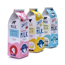 1pcs Creative PU Leather Pencil box case Simulation Milk Box cute pencil bag case Kawaii Stationery School Supplies kids gift