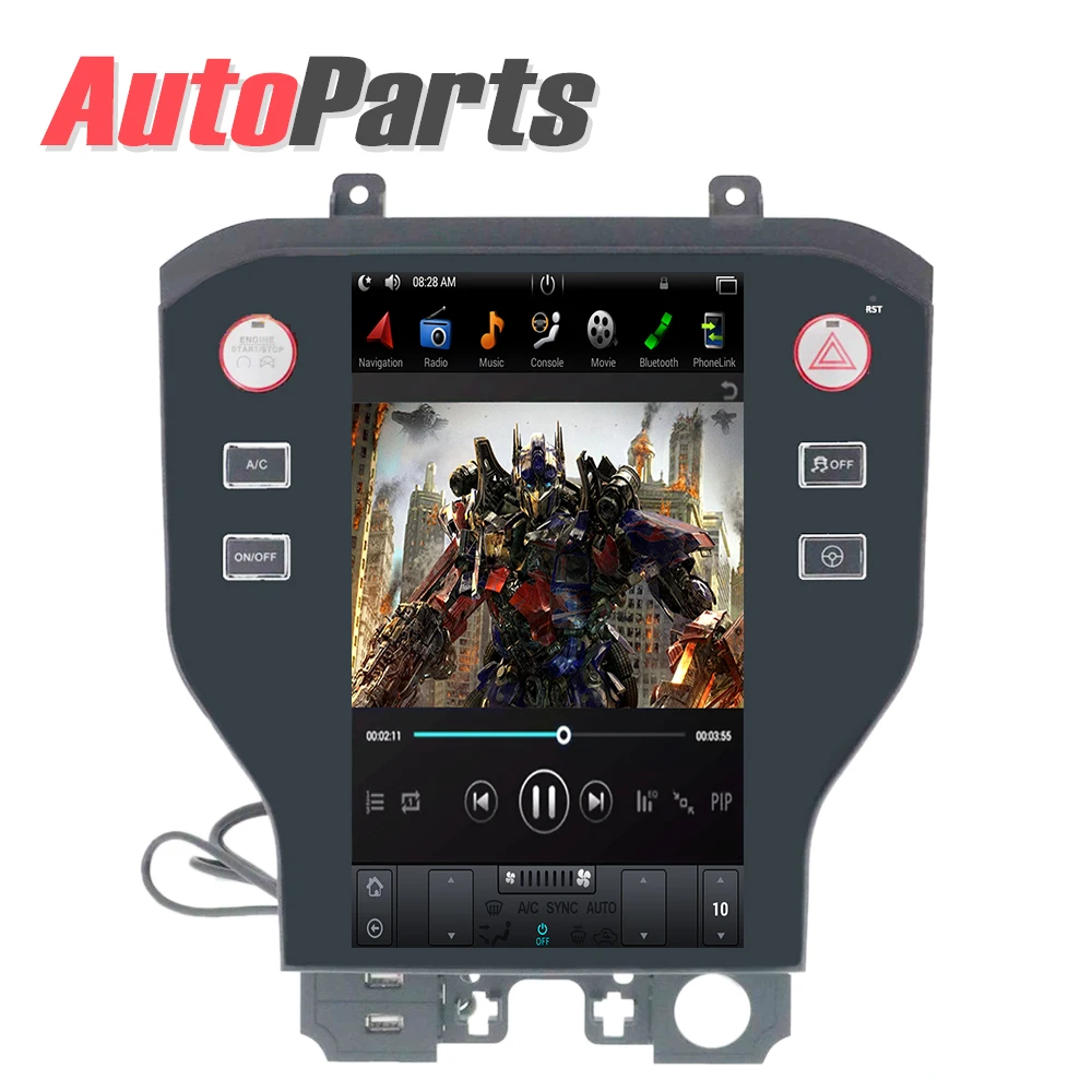 Top Android Tesla Vertical screen for Ford Mustang 2015-2019 car audio radio multimedia system gps navigation car dvd IPS AUX 5
