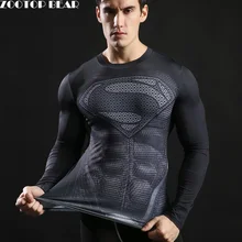 Superman Printed Tshirts font b Men b font Compression Top Fitness font b T shirts b