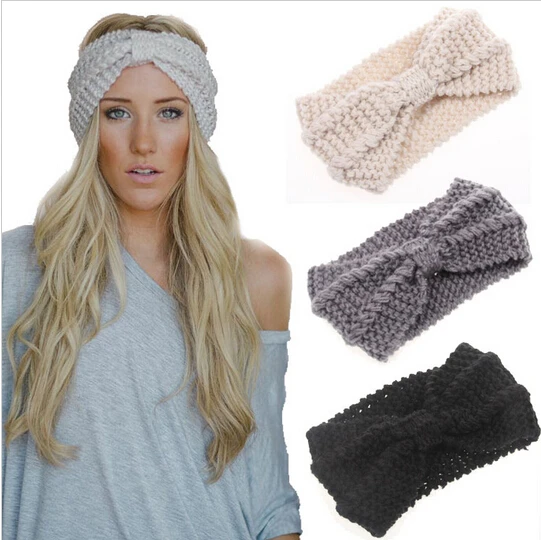

1PC Fashion Women Girl Crochet Cross Bowknot Turban Soft Winter Warm Knitted Cotton Hairband Ear Warmer Headband Headwear Hot