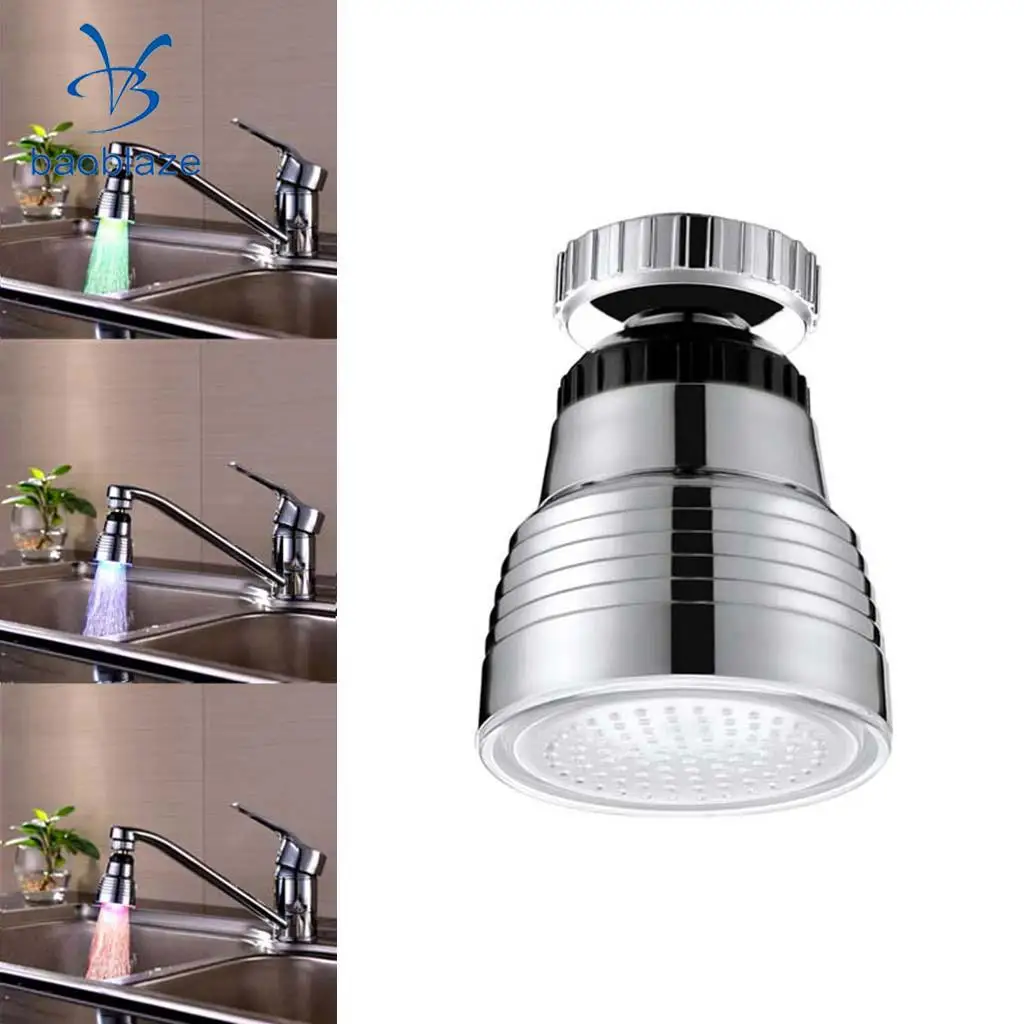 Baoblaze LED Water Faucet Color Changing Swivel Spout Tap Kitchen Decoration 1 Color