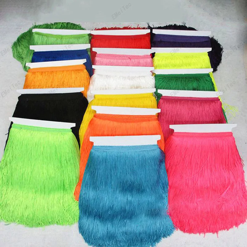 

20CM Long Polyester Tassel Fringe lace Trim Ribbon Double thread Sewing Latin Dress Stage Garment Curtain DIY Accessories