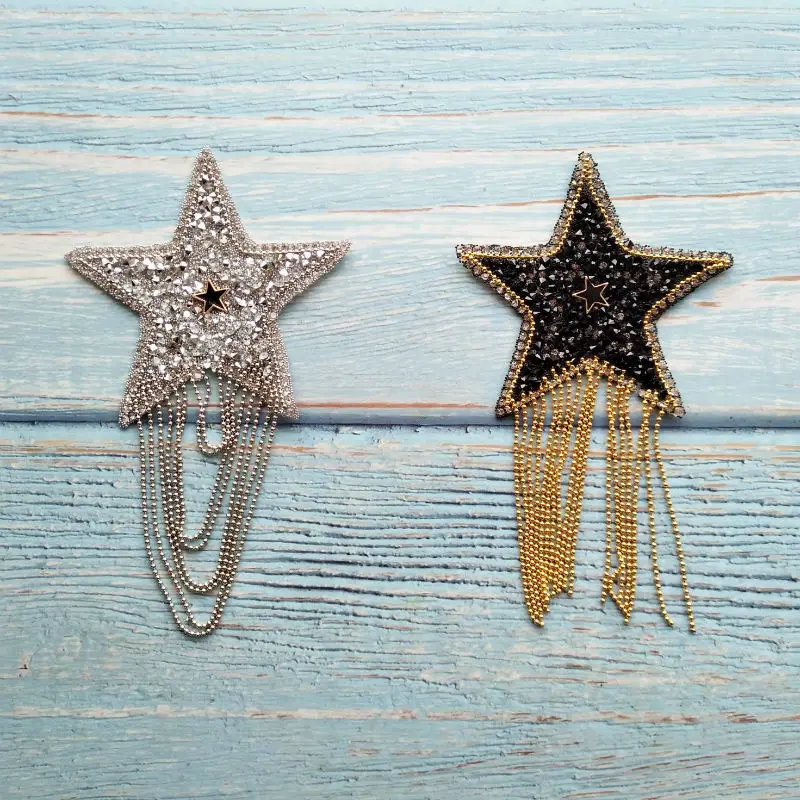 

5pcs/lot Rhinestone Bead Applique Iron-on Beaded Patches For Clothes Bag Cap Fashion Star Sticker Diy Craft Repair Decoration