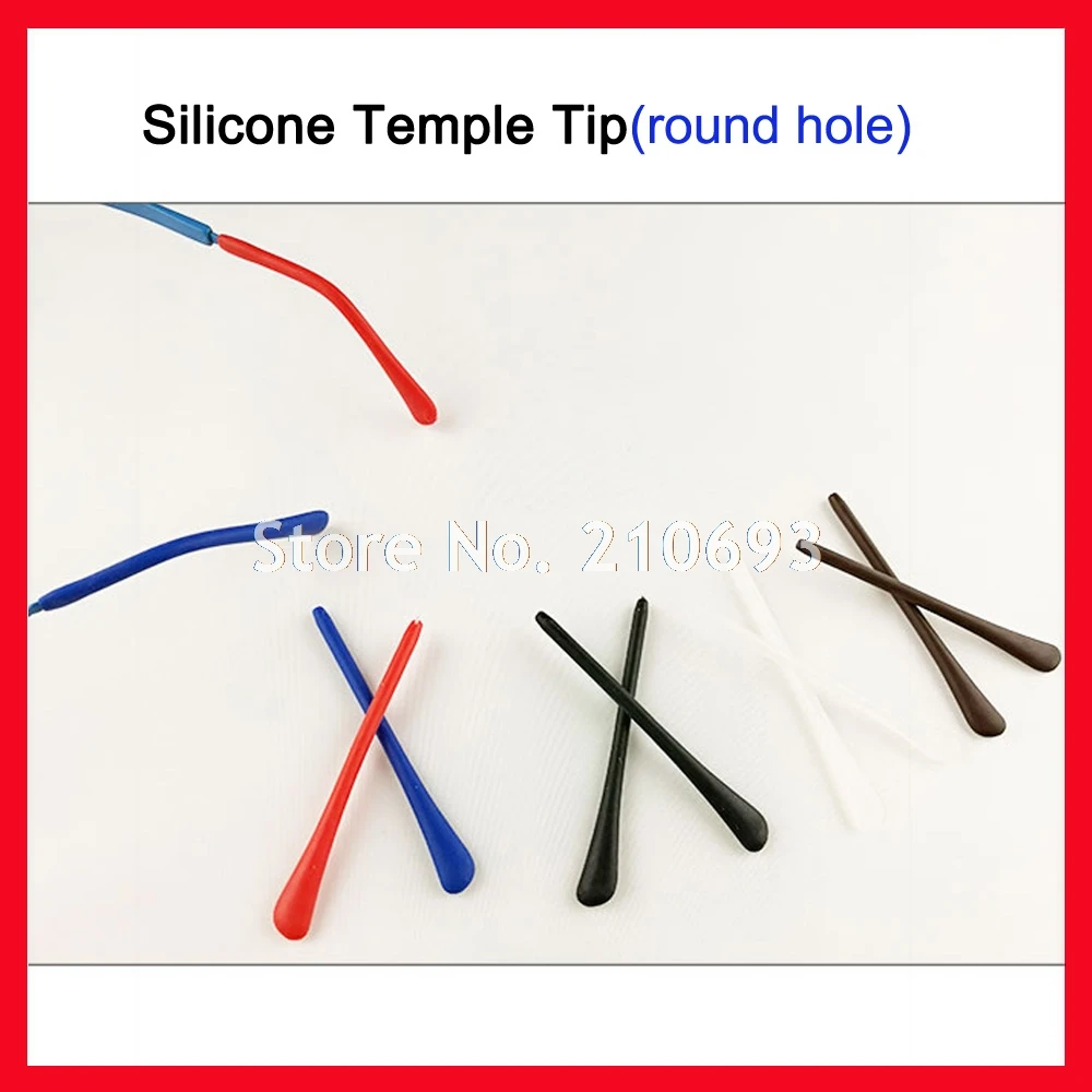 

Free Shipping Retail DT002 Soft Silicone Anti Slip Eyeglasses Glasses Temple Tips Accessories Optical Frame Temples Round hole