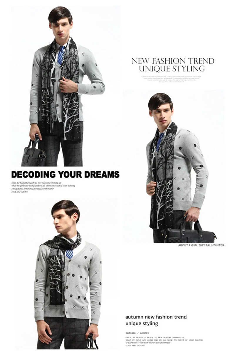 men wearing scarves 180x30cm Christmas Tree Branch Jacquard Male Scarf Winter Modal Brushed Men Wrap Shawls Man Warm Cashmere Scarves As Gift YG326 mens blanket scarf