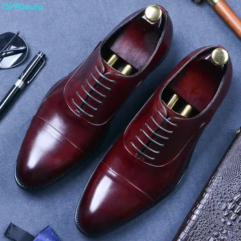 

QYFCIOUFU Lace-up Genuine Cow Leather Men Formal Shoes Italian High Quality Designer Luxury Classic Elegant Men Oxford Shoes