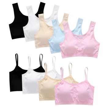 

Teenage Young Girls Kids Puberty Sport Cotton Training Bra Teenager Underwear Wireless Solid Color-M18