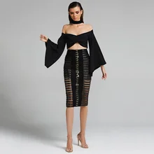 Новое зимнее женское платье черное 2 шт. наборы бандажные платья HL праздничное платье дропшиппинг платье+ костюм