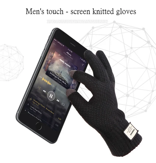 Winter Autumn Men Knitted Gloves Touch Screen High Quality Male Thicken Warm Wool Cashmere Solid Gloves Men Mitten Business -